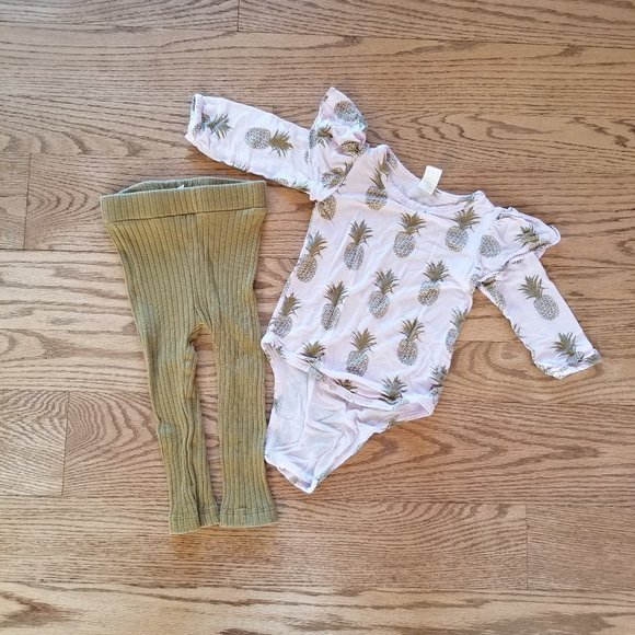 kate quinn Other - *3 For $25*KQ 12-18M Long Sleeve Top and 18-24M Brown Yellow Ribbed Leggings